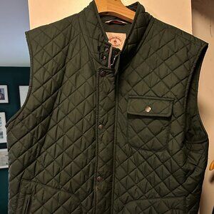 Brooks Brothers 'Red Fleece' quilted zip-up sleeveless vest green men’s X-Large
